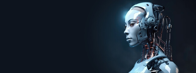 Futuristic artificial intelligence robot woman. Generative AI