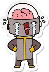 sticker of a cartoon crying robot