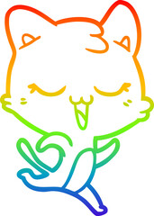 rainbow gradient line drawing cartoon cat