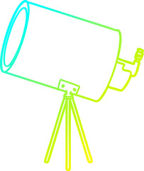 cold gradient line drawing cartoon big telescope