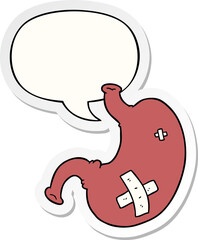 cartoon stomach and speech bubble sticker