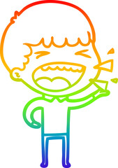 rainbow gradient line drawing cartoon laughing man