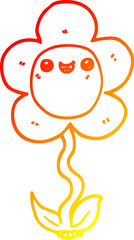 warm gradient line drawing cartoon flower