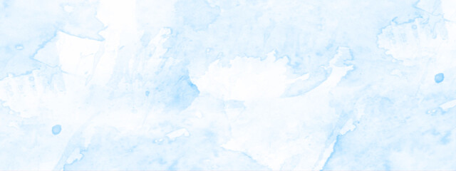 Aquarelle painted textured canvas design, abstract blue watercolor splash background, texture of watercolor. Blue shades watercolor background on white paper texture.