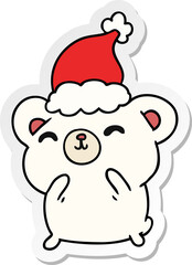 christmas sticker cartoon of kawaii polar bear