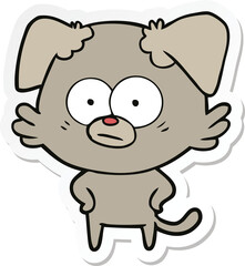 sticker of a nervous dog cartoon