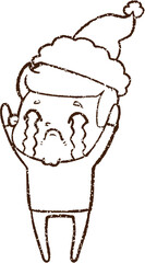 Crying Man Charcoal Drawing