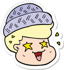 sticker of a cartoon boy wearing hat