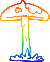 rainbow gradient line drawing cartoon mushroom