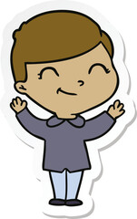 sticker of a cartoon boy smiling