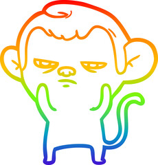 rainbow gradient line drawing cartoon monkey