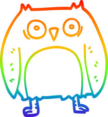 rainbow gradient line drawing funny cartoon owl