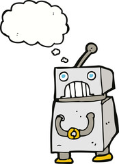cartoon robot with thought bubble