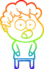 rainbow gradient line drawing cartoon shocked man