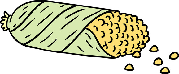 cartoon doodle of fresh corn on the cob