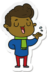 sticker of a happy cartoon man