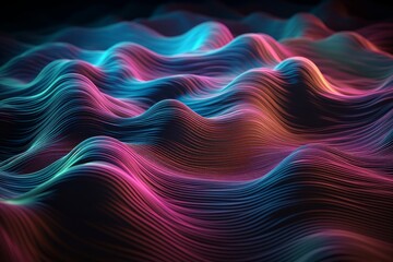 Obraz premium Abstract Hologram Data Flow Background Made of 3D Parametric Texture, Ripples, Highly Detailed .Generative AI