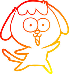 warm gradient line drawing cute cartoon dog