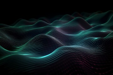 Fototapeta premium Abstract hologram data flow background made of 3D parametric texture, ripples, highly detailed.Generative AI