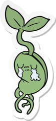 sticker of a cartoon sprouting seedling