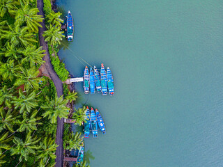 Fishing boats in the Kerela backwaters, India
