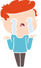 flat color style cartoon man crying