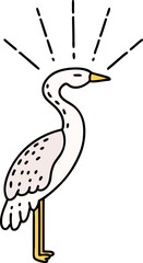 traditional tattoo style standing stork