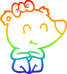 rainbow gradient line drawing female bear cartoon