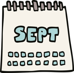 cartoon doodle calendar showing month of september
