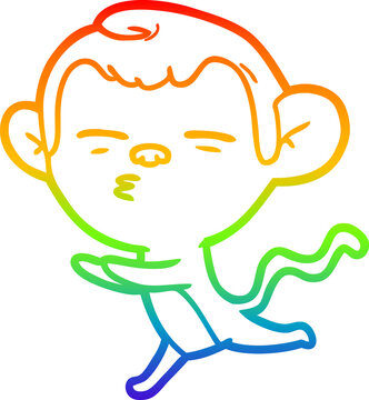 recommend clip art: rainbow gradient line drawing cartoon suspicious monkey