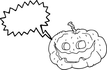 speech bubble cartoon halloween pumpkin