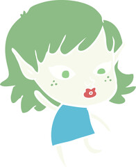 pretty flat color style cartoon elf girl
