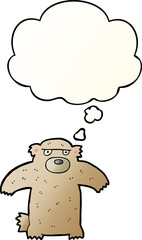 cartoon bear and thought bubble in smooth gradient style