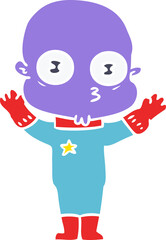 flat color style cartoon weird bald spaceman