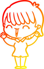 warm gradient line drawing cartoon woman