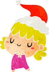 christmas retro cartoon of kawaii girl