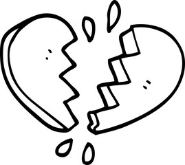 line drawing cartoon broken heart