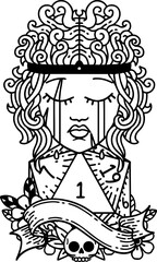 crying human barbarian with natural one d20 roll illustration