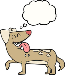 thought bubble cartoon panting dog