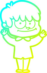 Obraz premium cold gradient line drawing happy cartoon man