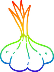 rainbow gradient line drawing cartoon garlic bulb
