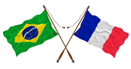 National flag of  Saint Martin  and Brazil. Background for designers