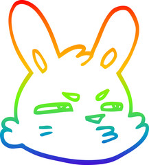 rainbow gradient line drawing cartoon moody rabbit