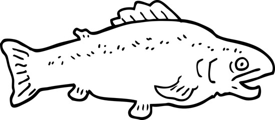 black and white cartoon large fish