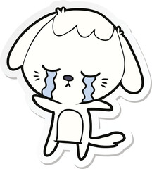 sticker of a cartoon crying dog