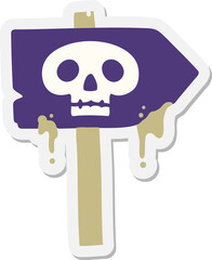 spooky halloween sign post sticker