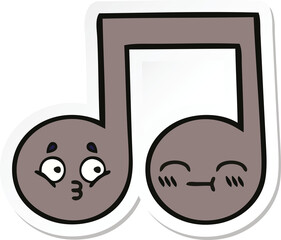 sticker of a cute cartoon musical note