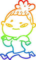 rainbow gradient line drawing cartoon woman