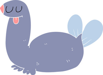 flat color illustration of a cartoon seal