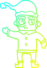 cold gradient line drawing cartoon christmas elf